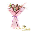 Buchet cu Trandafiri Roz , Minirosa și Lisianthus